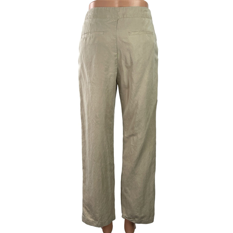 GAP Women's Beige High Waisted Pleated Straight Wide Leg Trouser Pants Size 00