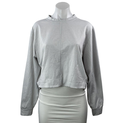Puma Women's Gray Long Sleeve Crew Neck Boxy Cropped Sweatshirt Top Size L