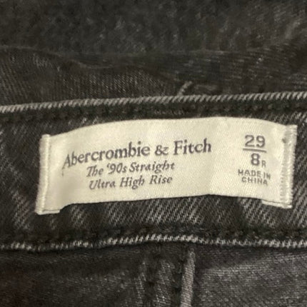 Abercrombie & Fitch The 90's Straight Black High Rise Distressed Denim Jeans 8