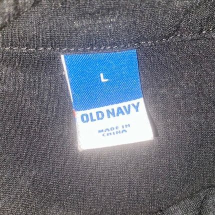 Old Navy Black Short Cap Sleeve Button Twist Front Slit Midi Shirt Dress Size L