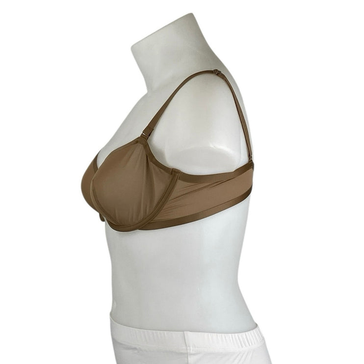 CUUP The Balconette Womens Brown Mesh Adjustable Straps Underwire Bra Top 34E