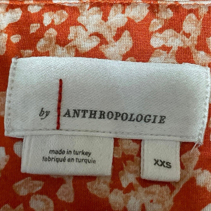 Anthropologie Orange Floral Sleeveless Twist Front Cami Camisole Tank Top Sz XXS