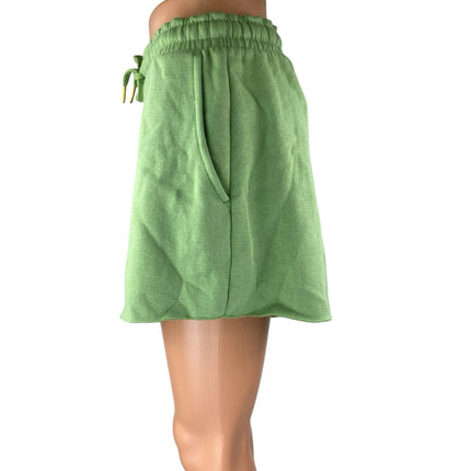 NEW WeWoreWhat Women's Green Elastic Waist Drawstring Wide Leg Sweat Shorts Sz S