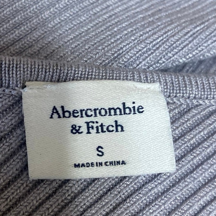 Abercrombie & Fitch Gray Rib Knit V-Neck Long Sleeve Sweater Bodysuit Top Sz XS