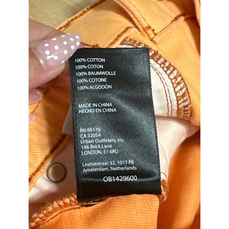 Urban Outfitters BDG Women's Orange Frayed Raw Hem Straight Leg Cargo Shorts S