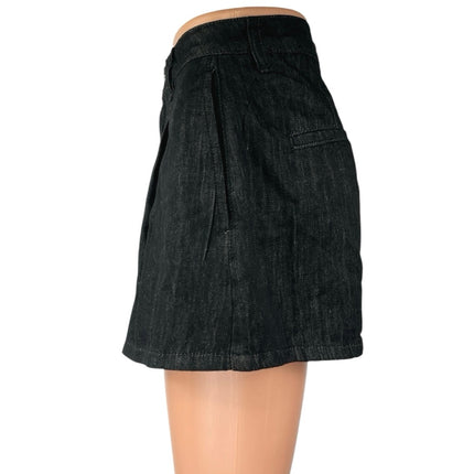 Weworewhat Women's Black High Waisted Pleated Wide Leg Denim Jean Shorts Sz 25