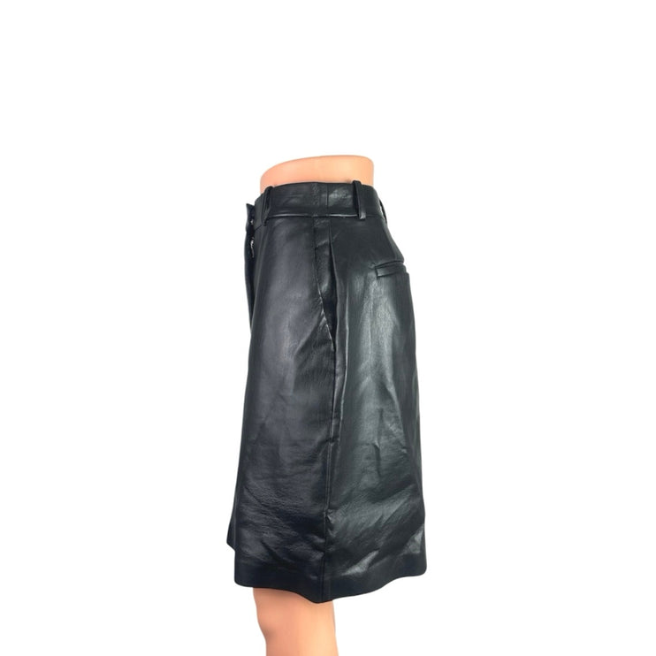 Aritzia Babaton Black Faux Leather Vegan High Waist Pencil Mini Skirt Size 4