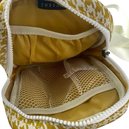 Thread Yellow White Houndstooth Crossbody Sling Bag Wallet Pouch Handbag OS