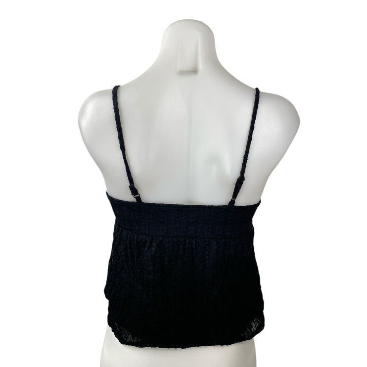 No Boundaries Women's Black V Neck Sleeveless Crop Cami Camisole Peplum Top XS