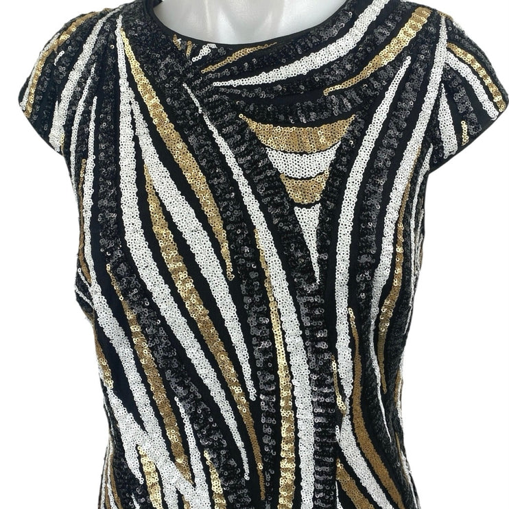 Ryse The Label Multicolor Sequin Short Sleeve Mini Bodycon Sheath Dress Size S