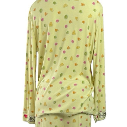 Fruit Riot Women's Yellow Long Sleeve Button Up Sleepwear Pajamas Set Size 2