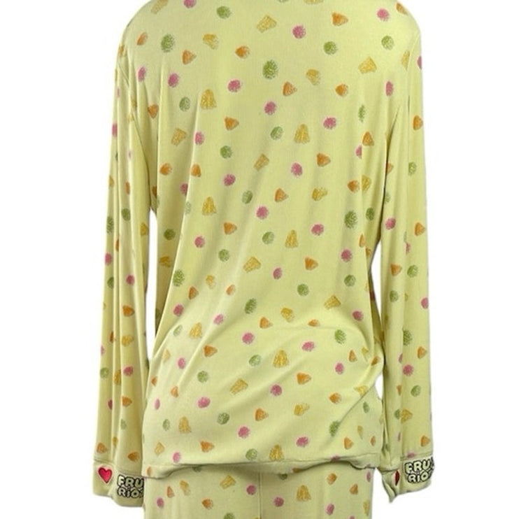 Fruit Riot Women's Yellow Long Sleeve Button Up Sleepwear Pajamas Set Size 2
