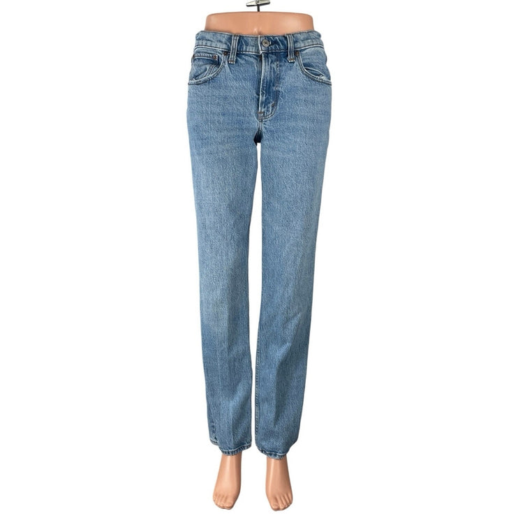 Abercrombie & Fitch The Straight Mid Rise Blue Relaxed Denim Jeans Size 27