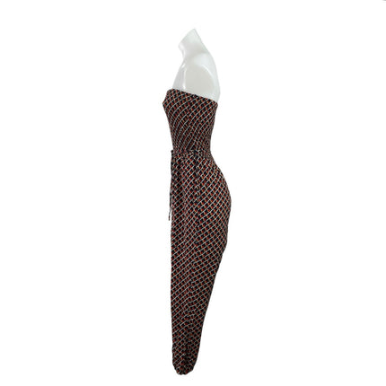 Sans Sauci Multicolor Geometric Strapless Tube Tie Boho Bandeau Jumpsuit Size M