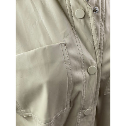 ASOS Collusion Beige Faux Vegan Leather Long Sleeve Belted Mini Shirt Dress Sz 6