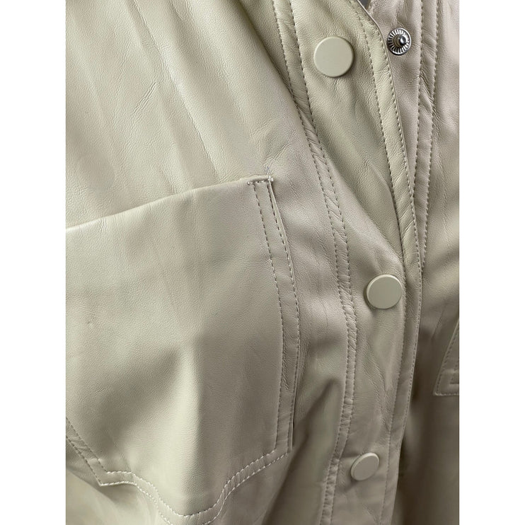 ASOS Collusion Beige Faux Vegan Leather Long Sleeve Belted Mini Shirt Dress Sz 6