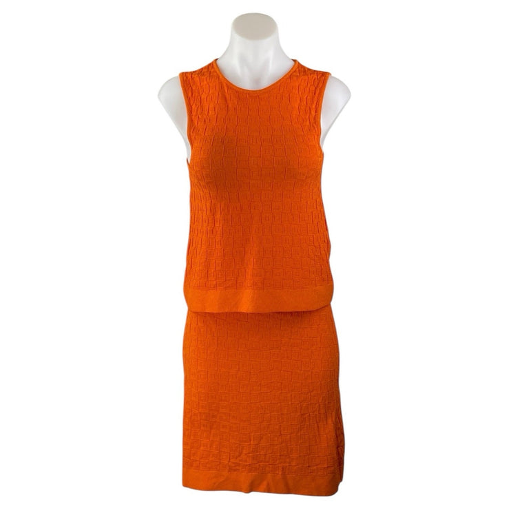Zara Women's Orange Sleeveless Textured Knit Tank Top & Mini Skirt Sets Size L