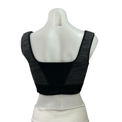 Free People Black Gray Square Neck Yoga Workout Athletic Sports Bra Crop Top S