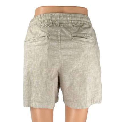 Abercrombie & Fitch Womens Beige Linen Elastic High Waist Casual Mini Shorts XS