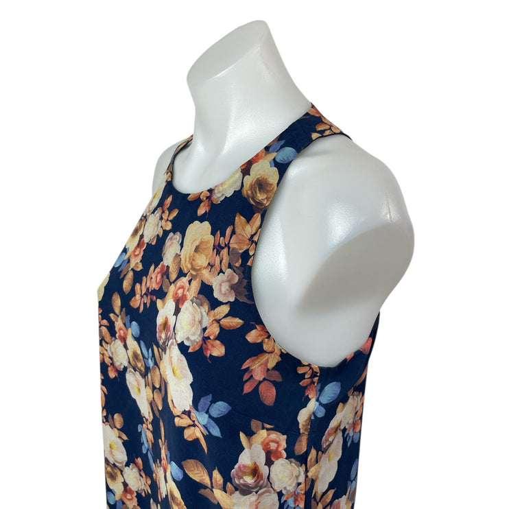 J.Crew 100% Silk Womens Multicolor Floral Crew Neck Sleeveless Tank Blouse Top 6