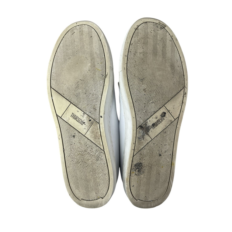 Thursday Everyday Men's White Leather Lace Up Low Top Casual Sneakers Shoes 7.5