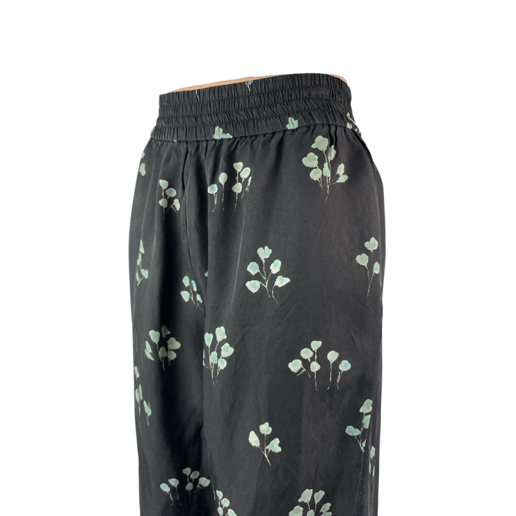 Aritzia Wilfred Womens Black Floral High Waist Wide leg Trousers Pants Size S/M