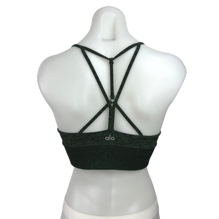 Alo Yoga Gray Scoop Neck Strappy Back Pullover Athletic Sports Bra Top Size XS