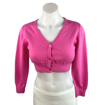 NEW Dolls Kill Trickz N' Treatz Pink Long Sleeve Button Crop Sweater Top Size M