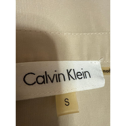 Calvin Klein Women's Beige Tan Khaki Sleeveless Notch Tank Blouse Top Size S