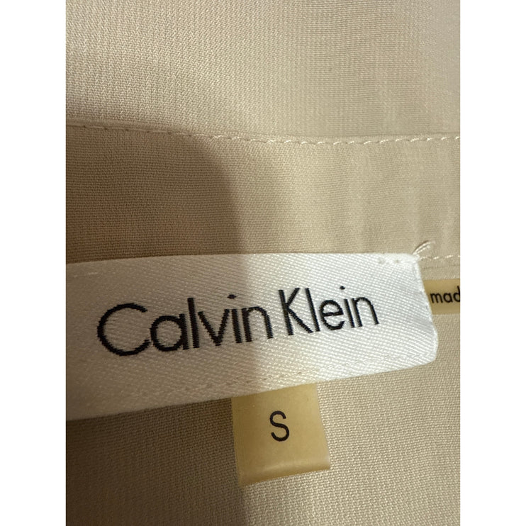 Calvin Klein Women's Beige Tan Khaki Sleeveless Notch Tank Blouse Top Size S