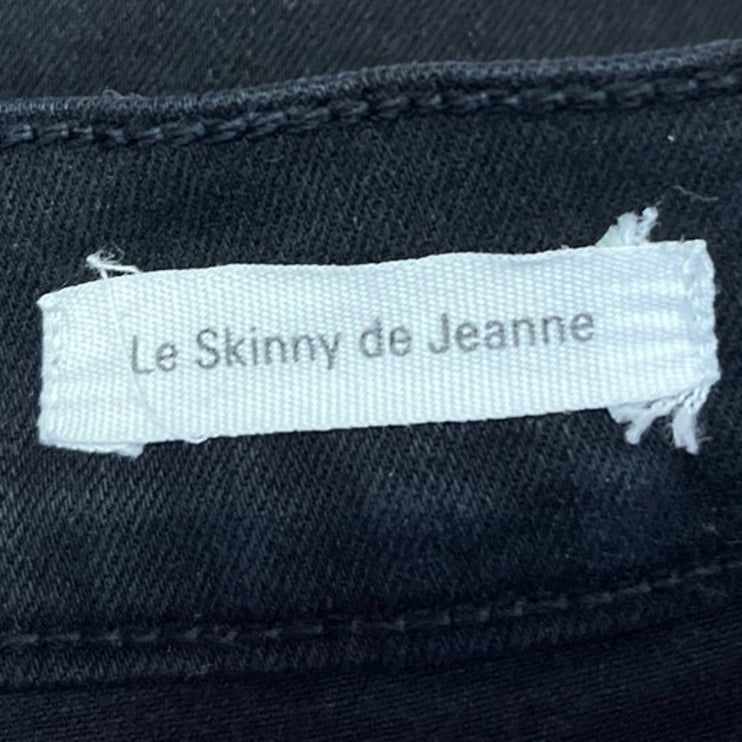 Frame Le Skinny de Jeanne Black Distressed Mid Rise Stretch Ankle Denim Jeans 27