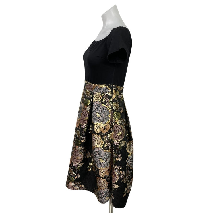 AX Paris Black Floral Off The Shoulder Skater Fit & Flare Mini Dress Size 14