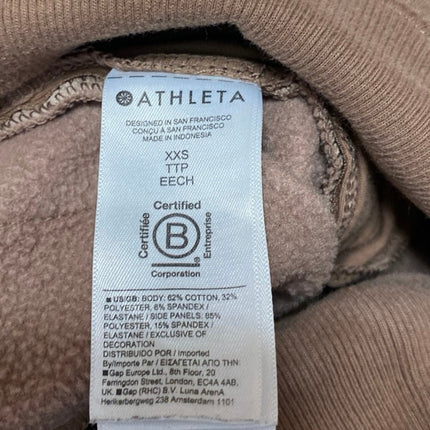 Athleta Womens Brown Tan Fleece High Rise Wide Leg Trousers Sweat Pants Size XXS