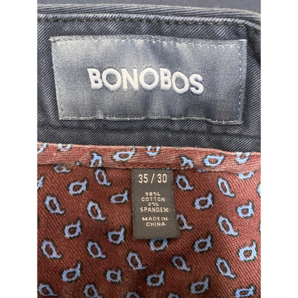 Bonobos Men's Navy Blue Tapered Straight Mid Rise Chino Denim Jeans Size 35