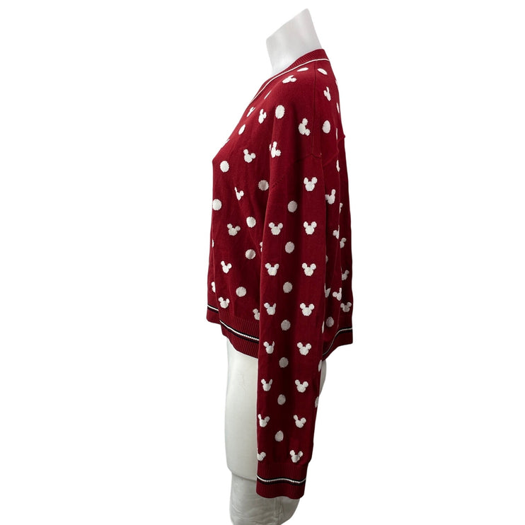 Disney x Tommy Hilfiger Women's Red White Long Sleeves Polka Dot Sweater Top L