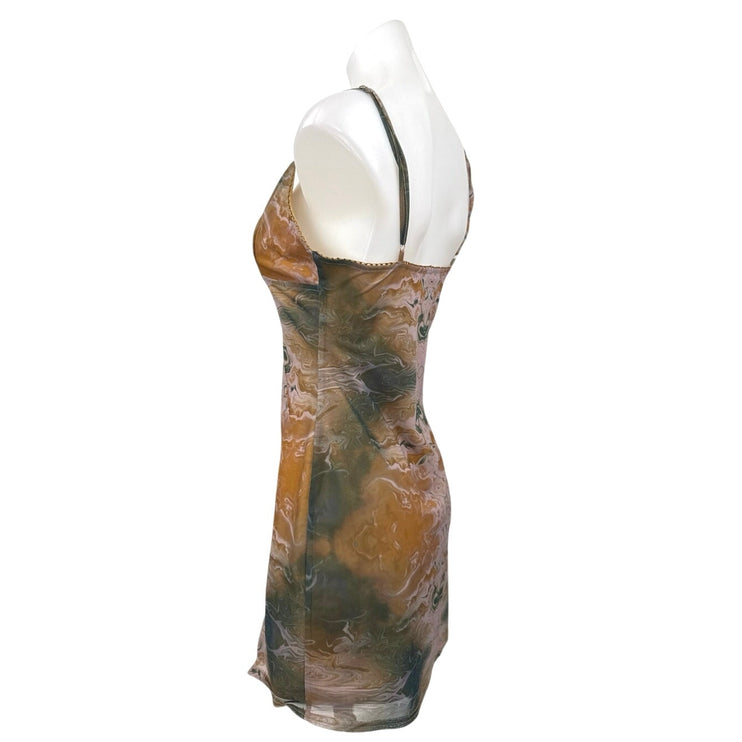 Le Lis Multicolor Sleeveless Keyhole Marble Print Cami Mini Bodycon Tank Size M