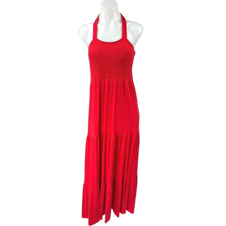 Ann Taylor LOFT Red Sleeveless Smocked Tiered Square Cami Tank Maxi Dress Size M