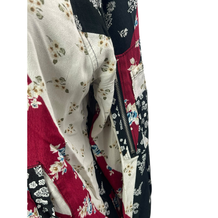 Sanctuary Women's Floral Colorblock Patchwork Full Zip Bomber Coat Jacket Size M