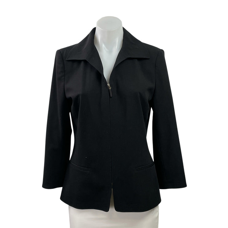 Trousers ETC Women's Black Long Sleeve Zip Up Pocket Blazer Coat Jacket Size 4