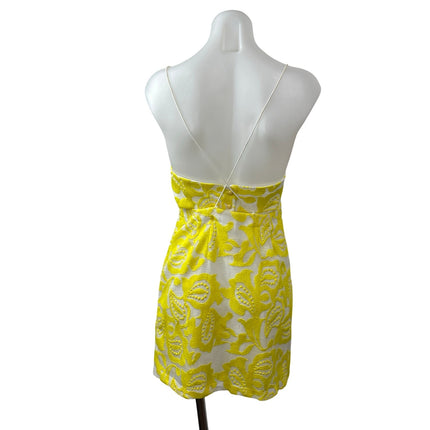 Anthropologie Maeve Yellow Paisley Lace Embroidered Cami Mini Sheath Dress Sz 0