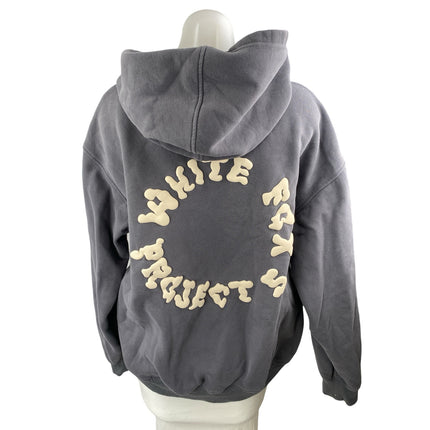 White Fox Gray Fleece Graphic Long Sleeve Hoodie Athletic Sweater Sweatshirt M/L