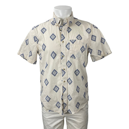 Banana Republic Men's Geometric Collared Short Sleeve Button Down Shirt Top Sz M