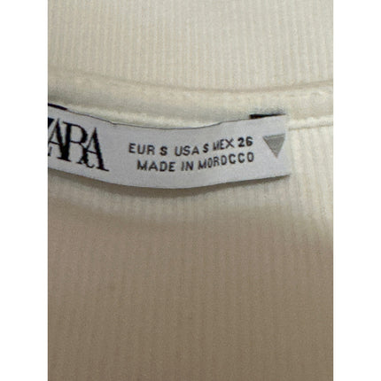 Zara White Ribbed Knit Sleeveless Corset Bustier Cami Tank Crop Top Size S