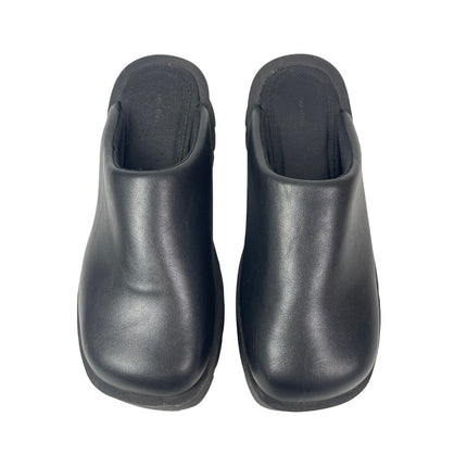 Oak + Fort Women's Black Chunky Platform Lug Sole Square Toe Clog Mules Size 8