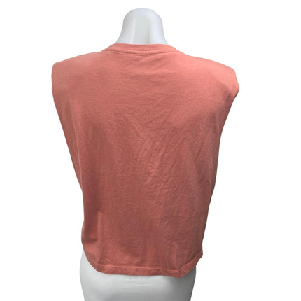 AllSaints Women's Pink Orange Sleeveless Crew Neck Muscle Tee Tank Top Size S