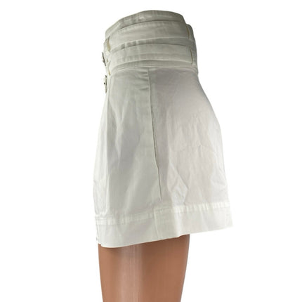 Intermix Womens White Pleated High Waisted Belted Wide Leg Mini Shorts Size 0