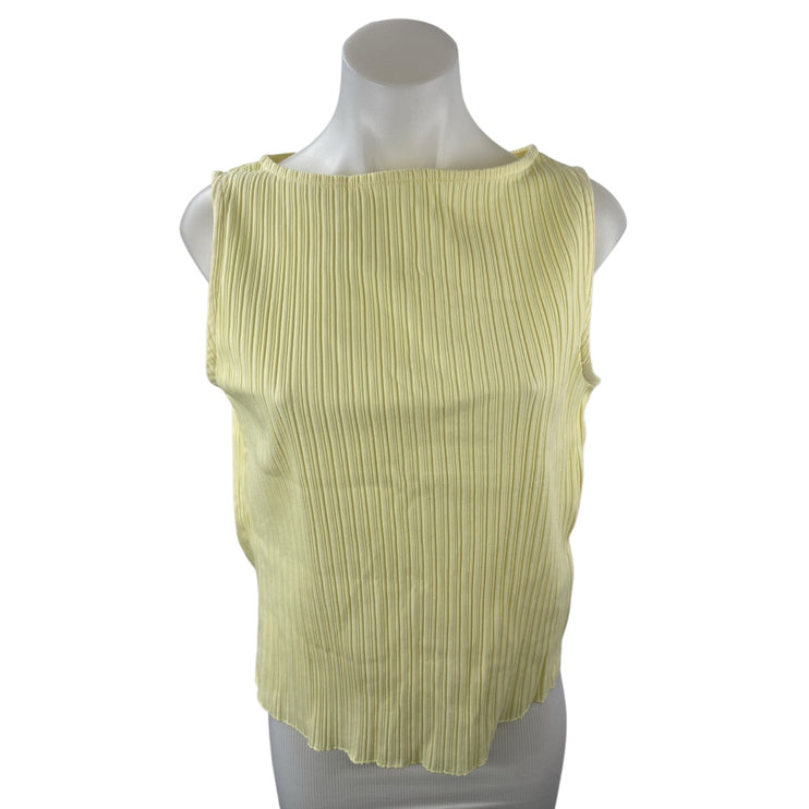 NEW Madewell Women's Yellow Plisse Sleeveless Pleated Tank Blouse Top Size M