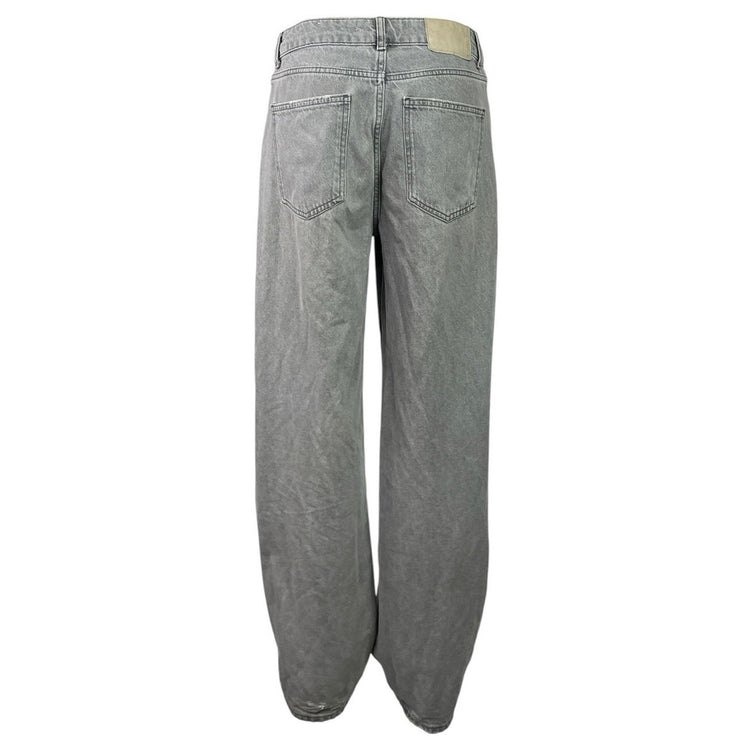 Zara Women's Gray Wash High Rise Straight Wide Leg Baggy Denim Jeans Size 4