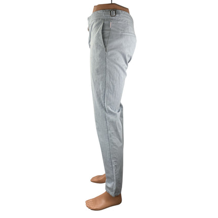 Orlebar Brown Men's White Striped High Rise Slim Straight Chino Trouser Pants 30