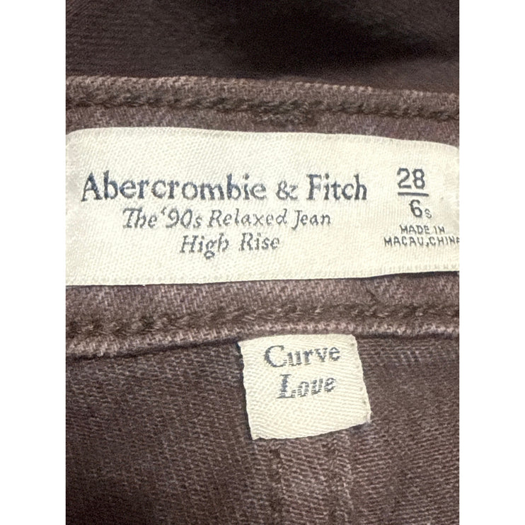 Abercrombie & Fitch The 90s Relaxed High Rise Brown Wide Leg Denim Jeans Size 28
